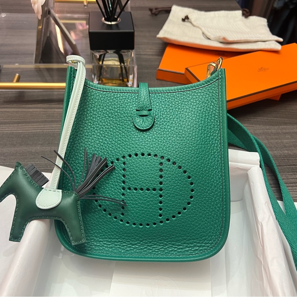 Hermes Green Crossbody Bag in Vert Vertigo color - Picture 10 of 11